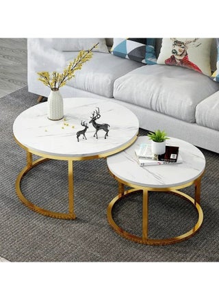 Coffee Table Set of 2 Stackable MDF Top Side Table Round Set Table Combination Small Set Table Set Industrial Style Side Table Round for Living Room, Balcony - pzsku/ZCC8AF6E43432CA93EBEDZ/45/_/1688660725/660619d0-4622-4492-95b4-77bf2f8e39b5