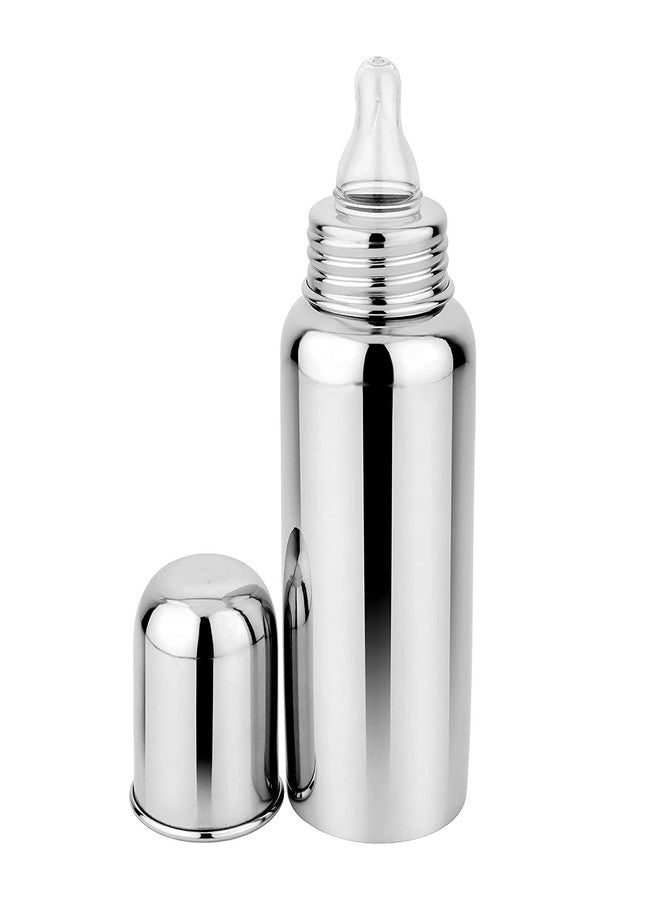 SOLIDA Baby Steel Milk Feeding Bottle with Stainless Steel BPA-Free Sipper Nipple Absolute Light Weight Leakage Proof Easy Clean Design with Nipple 240 ML (Pack of 1) - Image 1