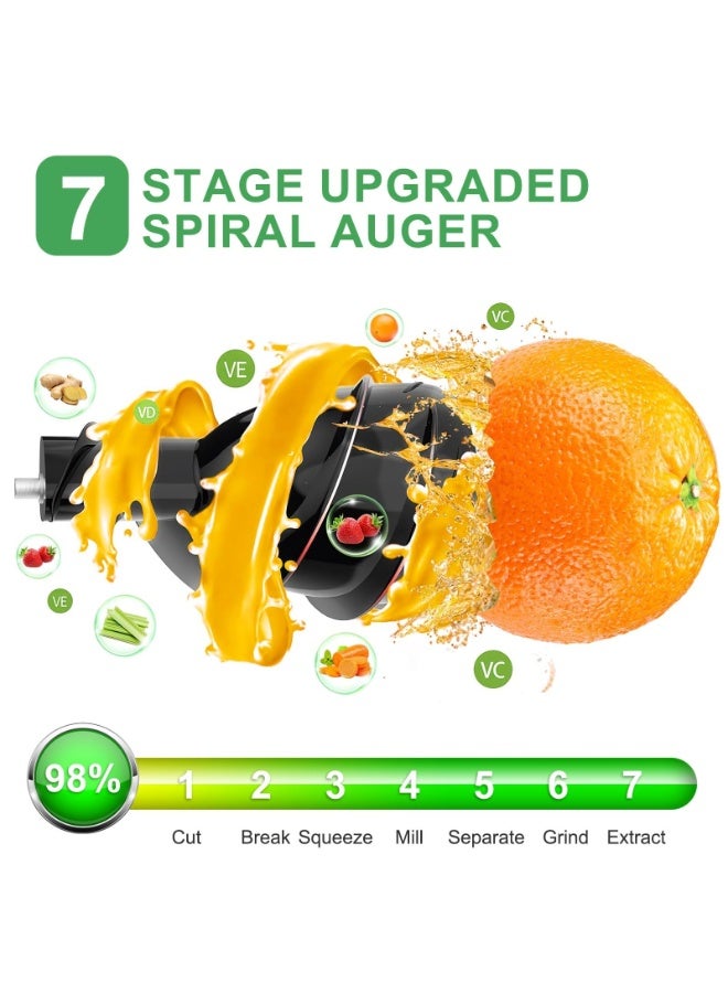 Forthcan Cold Press Juicer,300W Electric Masticating Juicer Machines with 7cm Large Feed Chute for Whole Fruits and Vegetables,Upgraded High Juice Yield Juice Extractor Machine with 2 Cups,Easy to Clean - Image 2