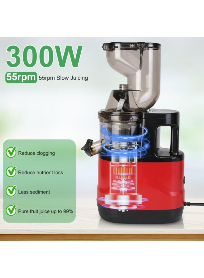 Forthcan Cold Press Juicer,300W Electric Masticating Juicer Machines with 7cm Large Feed Chute for Whole Fruits and Vegetables,Upgraded High Juice Yield Juice Extractor Machine with 2 Cups,Easy to Clean - Image 4