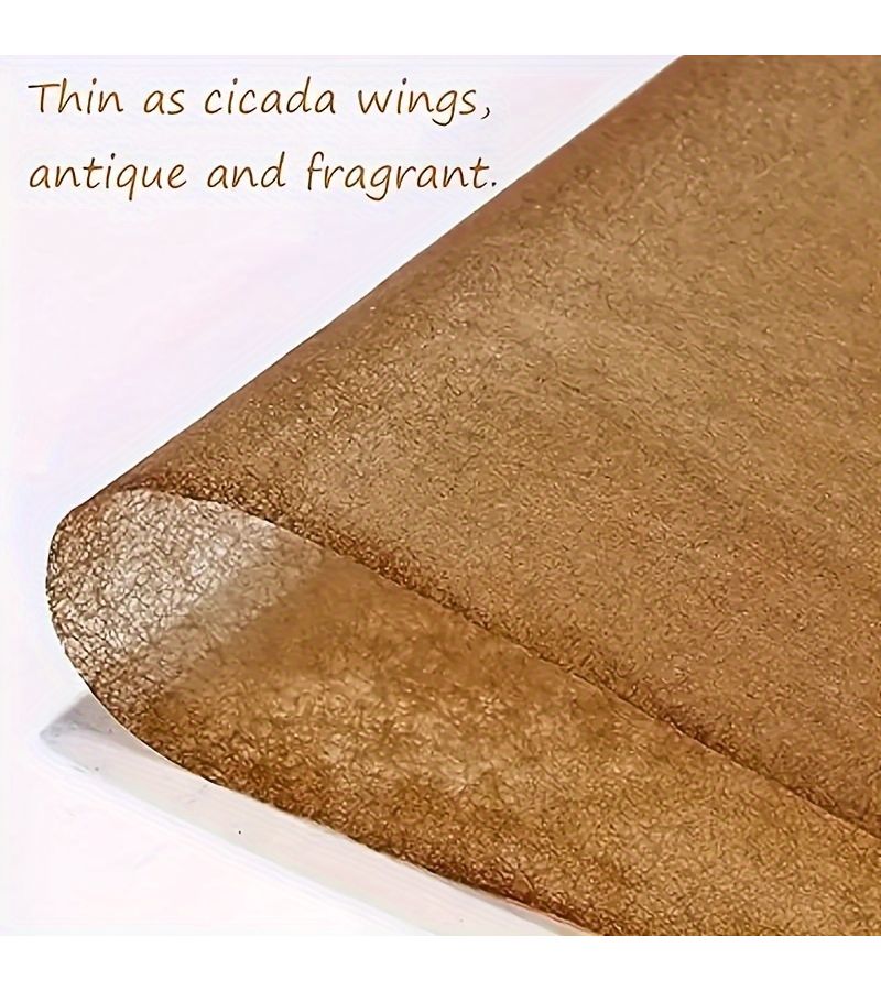 50 ورقة من ورق شوان (شوان زي) لفن الخط والرسم، بنمط الخط الكرسيفي (المائل)، مصنوعة من ألياف الخيزران، ذات نسيج مجعد، نصف خام (شبه نيئة). - Image 5