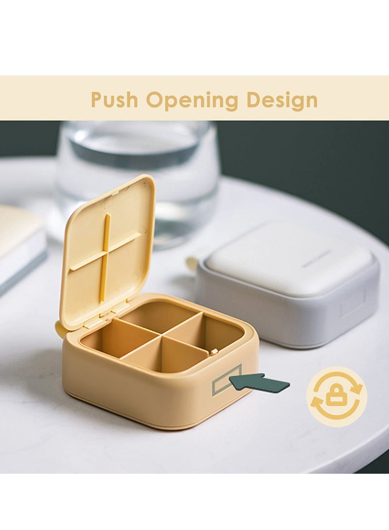 SYOSI Small Pill Case Cute Pill Box  Travel Daily Pill Organizer Portable Pretty Pill Container for Purse Pocket Compact Medicine Holder for Fish Oils Supplements Yellow - Image 4