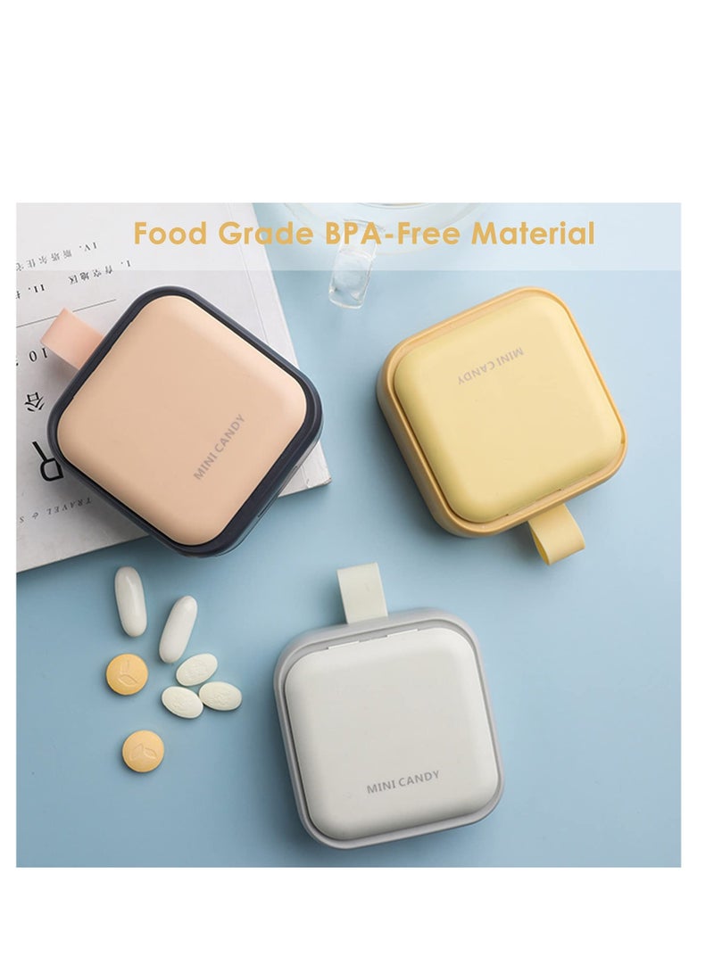 SYOSI Small Pill Case Cute Pill Box  Travel Daily Pill Organizer Portable Pretty Pill Container for Purse Pocket Compact Medicine Holder for Fish Oils Supplements Yellow - Image 3