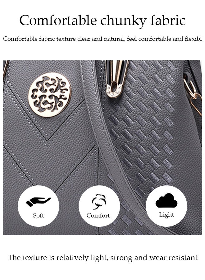 DUNISO Fashionable Embroidered Women's Handbag，Shoulder Bag，High-capacity，Messenger Bag，Suitable for Business Commuting，Grey - Image 4