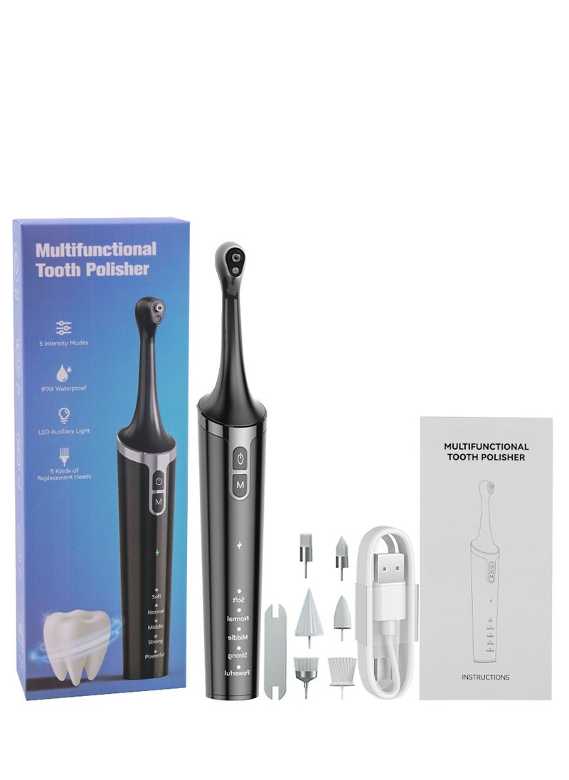 AirYoung Tooth Polisher, Rechargeable Tooth Whitening Kit for Teeth Cleaning and Whitening, with 7 Brush Heads, LED Light, Easy to Use at-Home Personal Dental Care Kit  - Image 1