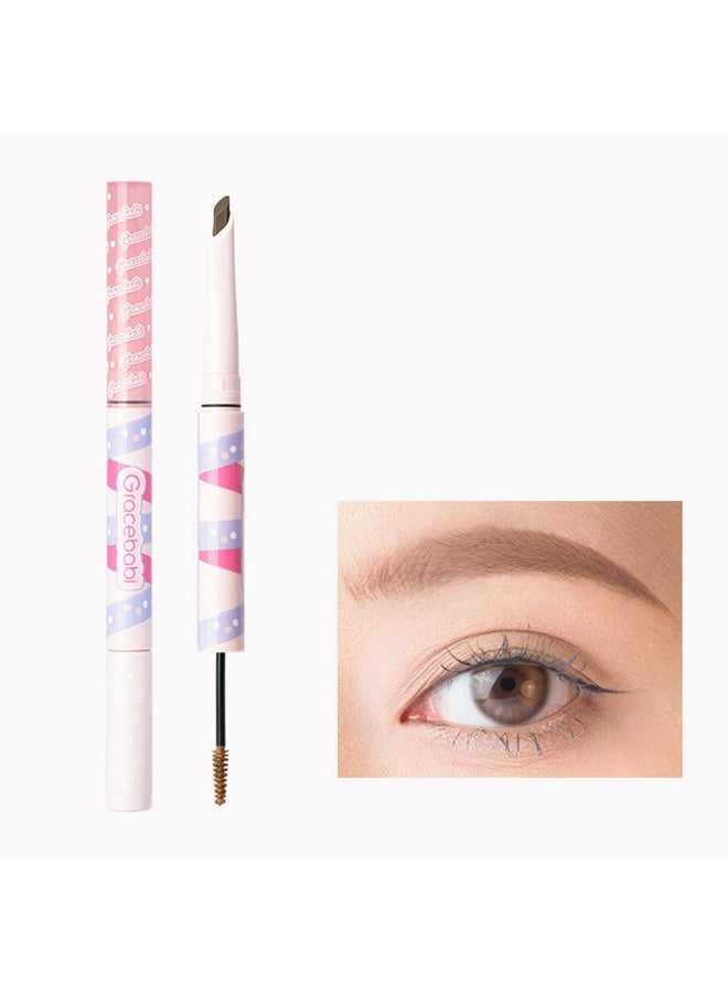 Gracebabi 2-in-1 Eyebrow Pencil and Tinted Brow Gel,Waterproof Thickening Silk Fibers,Fill Define and Shape Brows (Brown) - Image 1