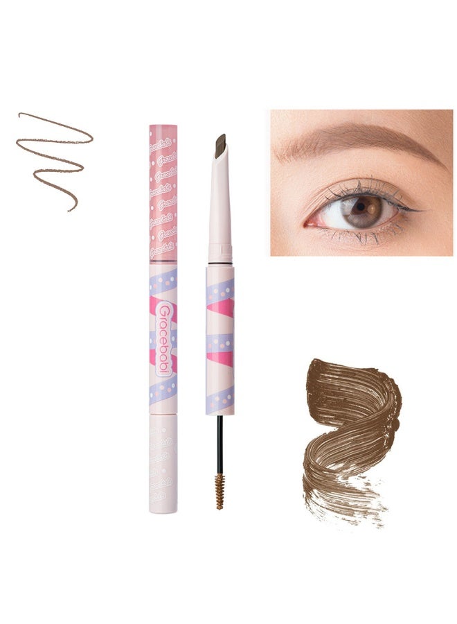 Gracebabi 2-in-1 Eyebrow Pencil and Tinted Brow Gel,Waterproof Thickening Silk Fibers,Fill Define and Shape Brows (Brown) - Image 2