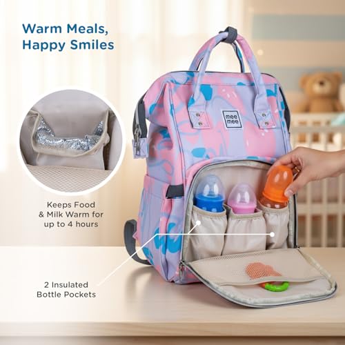 Mee Mee Cuddle Carry Diaper Bag Backpack for Moms & Dads, 20L Large Capacity with 14 Pockets, Insulated Bottle Pockets, Water-Resistant Oxford Fabric, Multi-Functional Baby Travel Tote (Purple) - Image 2