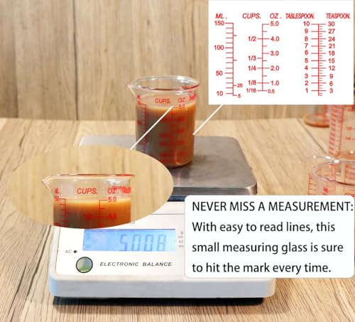 Ackers BORO3.3 High Borosilicate Glass Measuring Cup-V-Shaped Spout，Glass Measuring Beaker for Kitchen or Restaurant, Easy to Read, 150 ML (5 Oz)-Single - Image 3