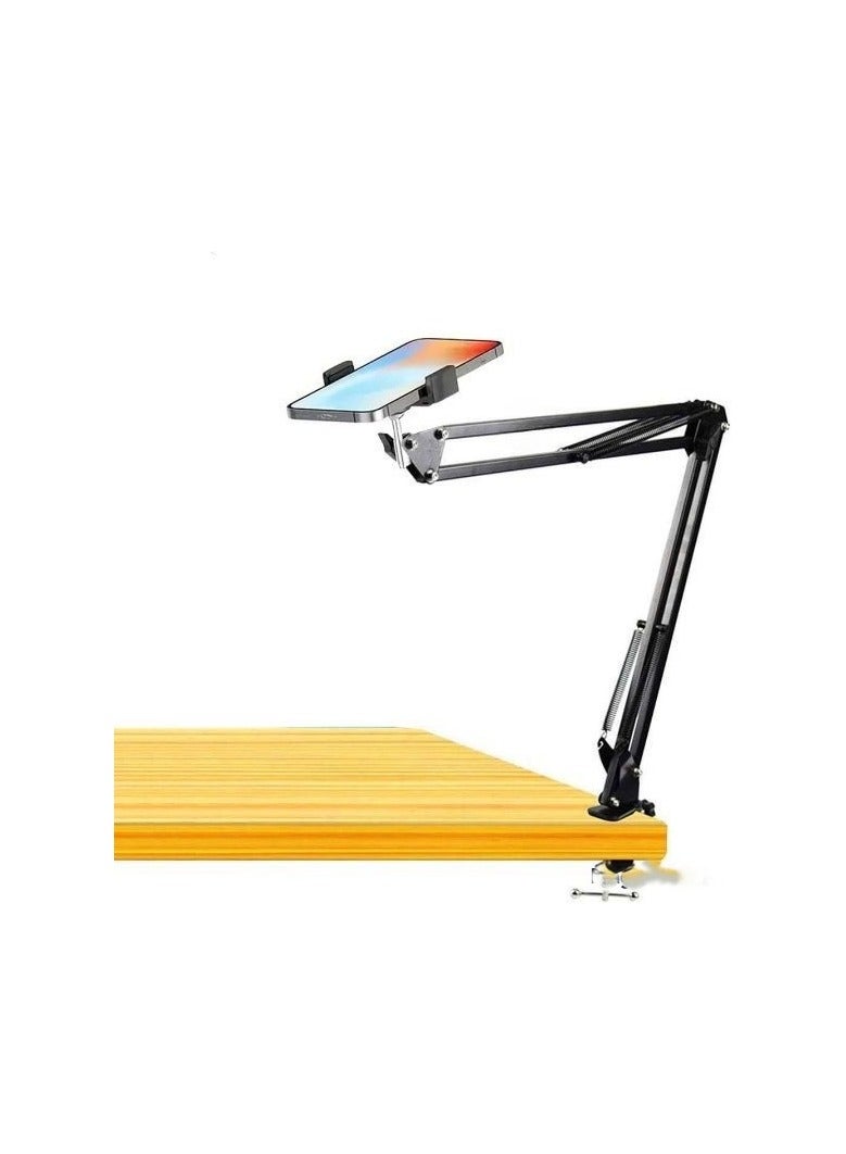 حامل جوال وتابلت مرن بمشبك وذراع قابل للتعديل - يناسب الأجهزة من 4 إلى 10.6 بوصة - أسود