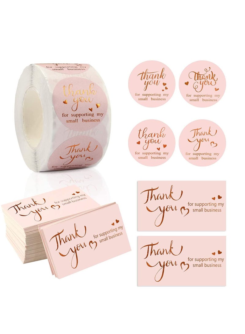 SYOSI 500 PCS Stickers Roll Set Thank You for Business Letter, Gift Packaging, Customer Mailer & Retail Bag Decorative Sealing Stickers Adhesive Sticker Labels Wrapping Supplies - Image 1