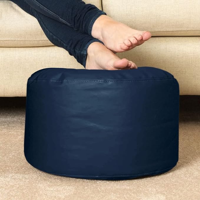 INSTER INSTER Bean Bag Cover with Footrest and Cushion Only Without Filling 3 Pcs Combo Set Faux Leather Sturdy Construction for Adults Teenagers Kids Indoor Use Navy Design - Image 5