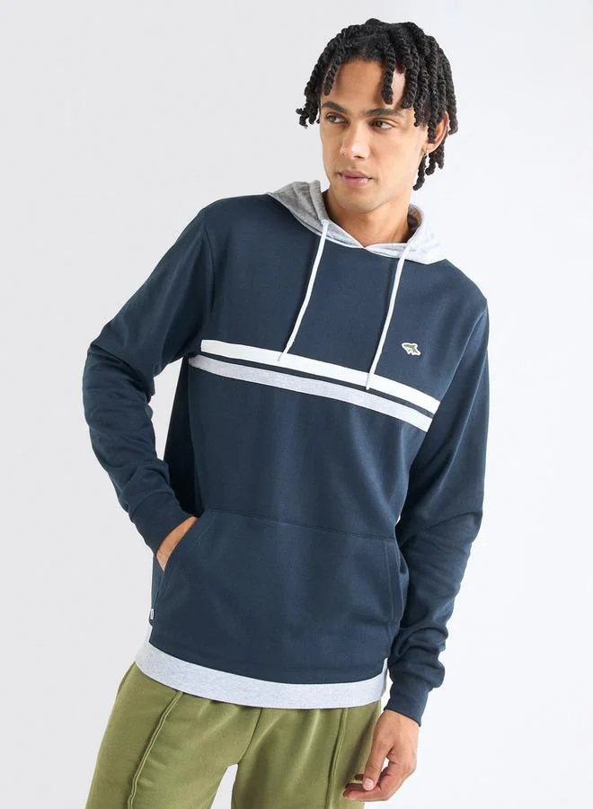 سبلاش فيڤ سويت شيرت مخطط بقبعة وأكمام طويلة وجيوب كنغر