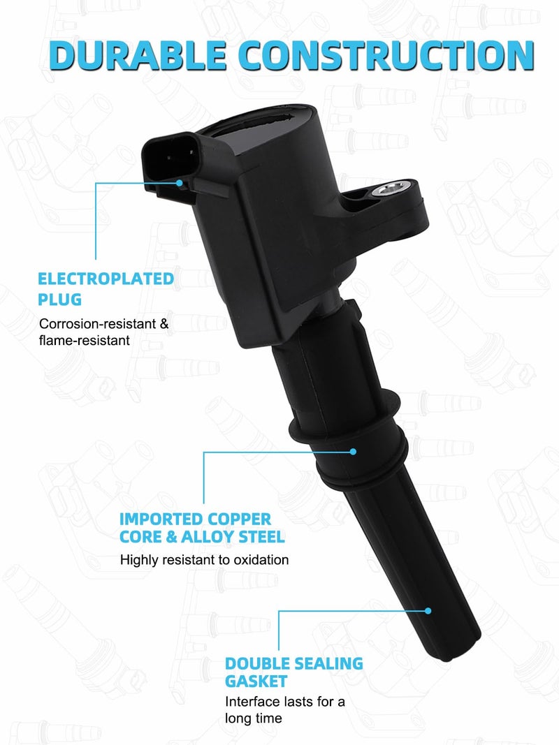 TAUTOY DG508 Ignition Coil SP493 Spark Plug For Ford E150 F250 E350 Econoline Excursion Explorer Mustang,Lincoln Town Car,Mercury Marquis,4.6L 5.4L,1997-2010,8 PCS - Image 3