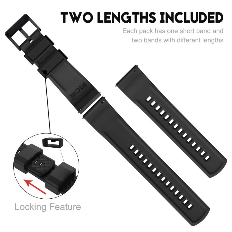 Ritche Christmas Gift 24mm Silicone Watch Bands Quick Release Rubber Watch Bands for Men, White Elephant Gifts, Stocking Stuffers for Men - Image 4