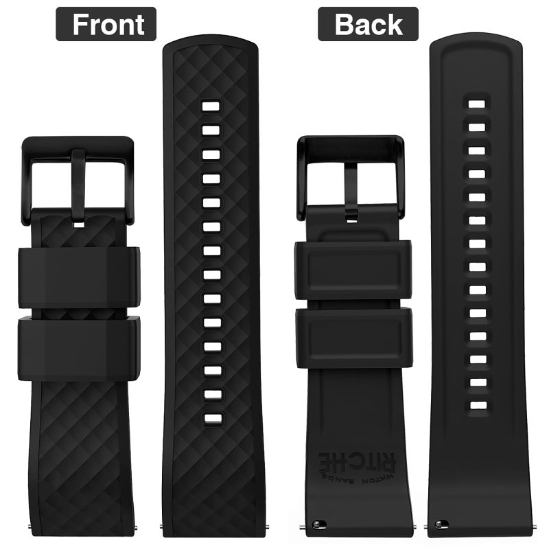 Ritche Christmas Gift 24mm Silicone Watch Bands Quick Release Rubber Watch Bands for Men, White Elephant Gifts, Stocking Stuffers for Men - Image 5