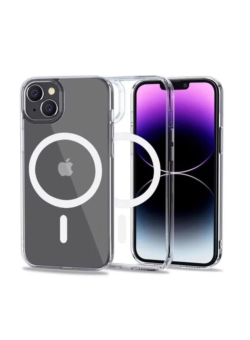 إيف جراب iPhone 14 Plus MagSafe الشفاف غطاء مغناطيسي MagSafe جراب واقٍ شفاف مقاوم للصدمات من الكريستال