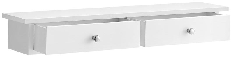 SONGMICS رف جدار سونغميكس رف عائم مع 2 درج يتحمل حتى 15 كجم 15 × 65 × 10 سم للممر غرفة المعيشة المكتب تركيب سهل توفير المساحة تصميم حديث أبيض LWS65WT