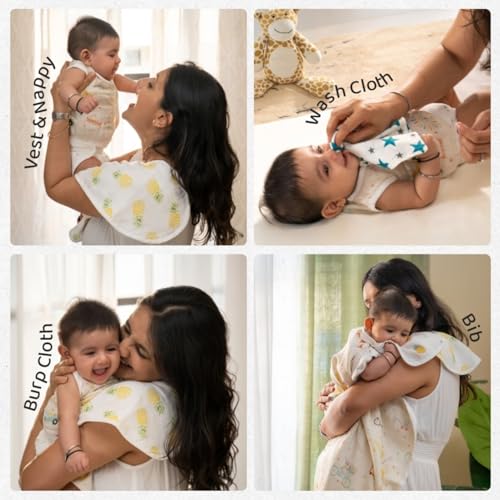 haus & kinder 100% Cotton Muslin Swaddle Wrap for New Born Baby | Pack of 3 (120×120 cm) | Baby Blanket & Swaddles for Newborn | Twinkle Dreams Collection - Image 3
