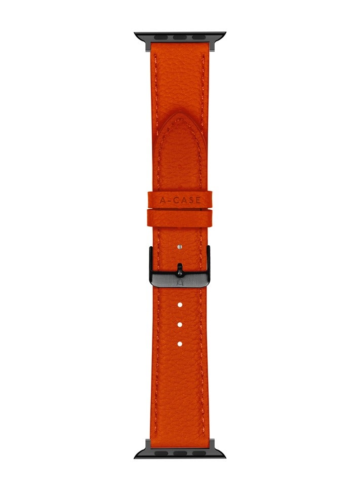 A-CASE Apple Watch Band 42mm 44mm 45mm 49mm, Amur Series Genuine Leather Strap for iWatch Ultra SE2 SE Series 8 7 6 5 4 3 2 1, Stylish & Durable Replacement Wristband for Men & Women – Orange - Image 4
