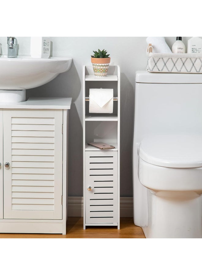 رات سو خزانة تخزين للحمام مع حامل ورق التواليت، منظم نحيف مقاوم للماء للمساحات الصغيرة، خزانة قائمة من PVC للاستخدام في الحمام أو المطبخ - Image 2