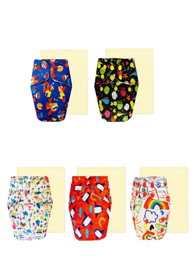 Dumbledo Elite Cloth Diaperwith Magical Soaker (Pack of 5) | Soft & Gentle | Leakproof | Quick Dry | Ideal for Toddlers | 3 Months - 3 Years | Unisex Baby - Image 1