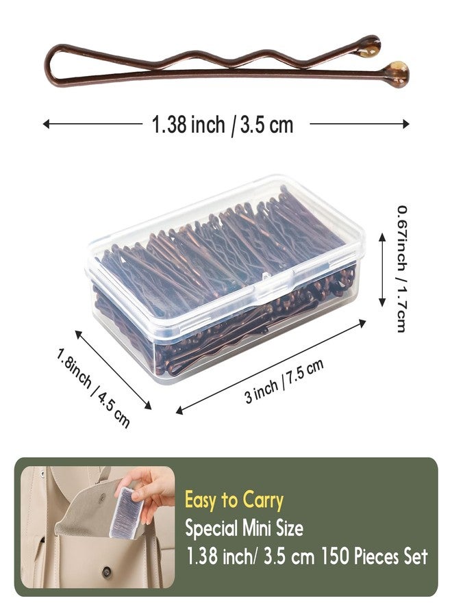 DySaLic Mini Bobby Pins, 150 Count 1.38 Inch Small Hair Bobby Pins with Storage Box for Kids, Girls and Women - Brown - Image 3