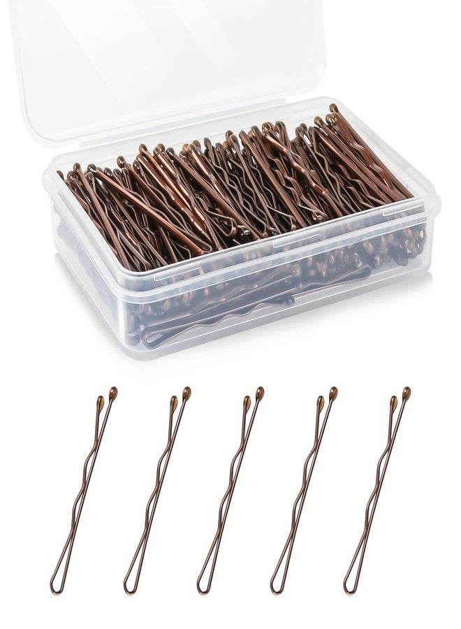 DySaLic Mini Bobby Pins, 150 Count 1.38 Inch Small Hair Bobby Pins with Storage Box for Kids, Girls and Women - Brown - Image 1