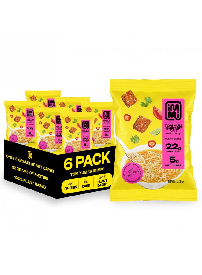 immi Tom Yum "Shrimp" Ramen, 100% Plant Based, Keto Friendly, Low Carb, High Protein, Packaged Noodle Meal Kit, Ready to Eat, 6 Pack - Image 1