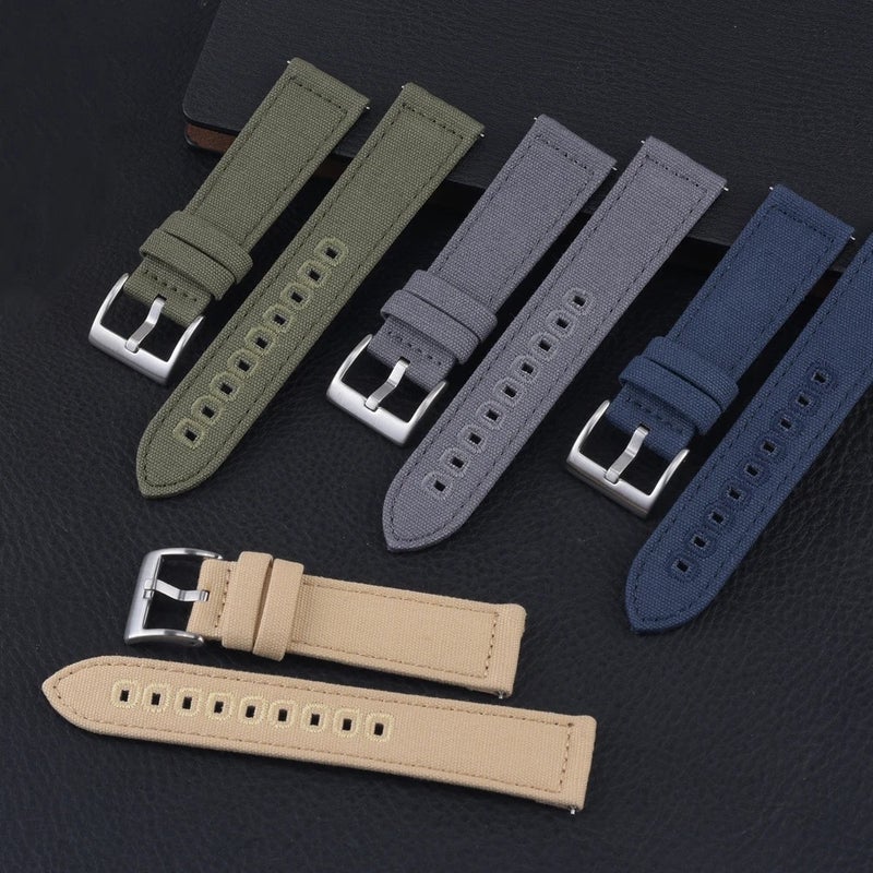 Bluejw Replace the Watch Strap with Genuine Leather & Canvas Quick Release Band for Samsung Galaxy Watch Active 2 – Sport Type, Easy to Change & Replaceable - Image 2