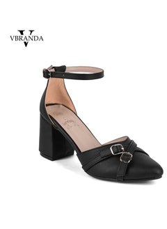 Vbranda High-Heel Sandal with Wide Heel for Foot Comfort C-57-BLACK  - Image 2