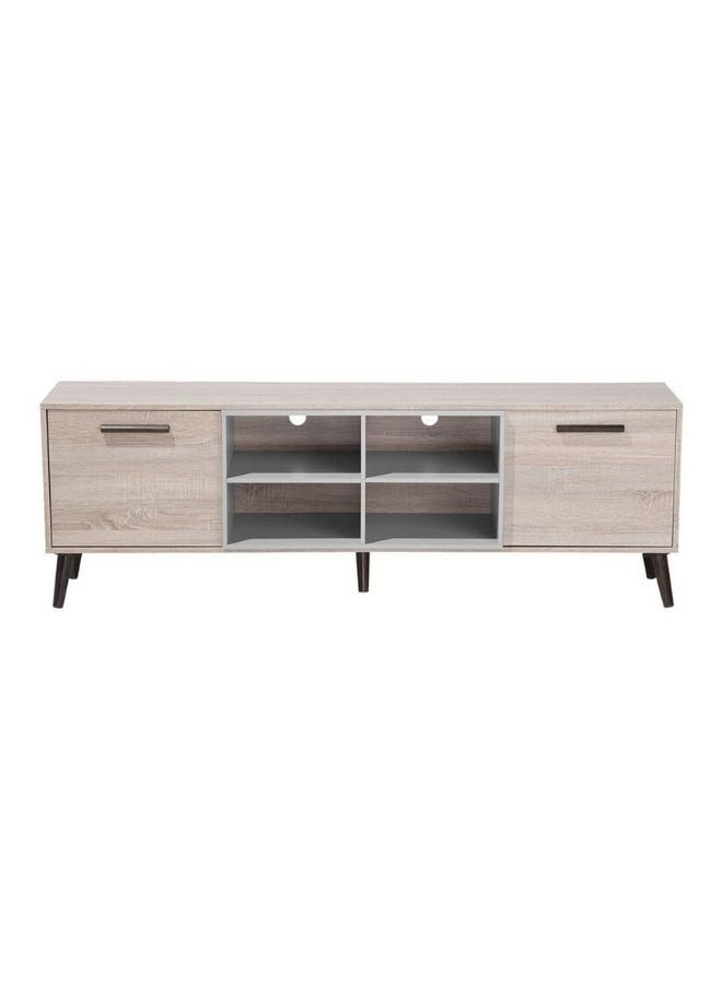Karnak Costa TV Stand – Light Wood & Grey | Modern Entertainment Unit for TVs Up to 75” | 180 cm Wide MDF Media Console with Cabinets & Open Shelves - Image 2