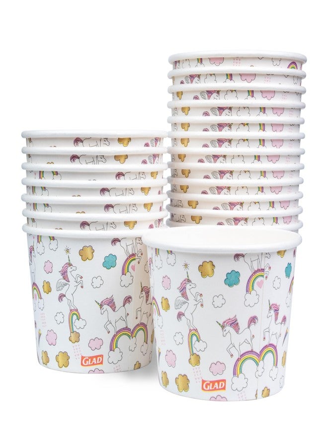 Glad for Kids Unicorns Paper Snack Bowls, Lids Not Included - Heavy Duty, Microwavable, Disposable Snack Cups with Lid for Soup or Ice Cream, 12 Ounce, 20 Count - Image 2