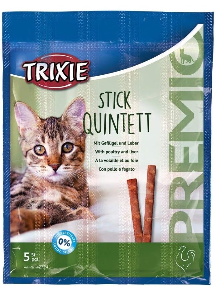 Trixie Premio Stick Quintett Cat Treats with Poultry & Liver 25g - Image 1