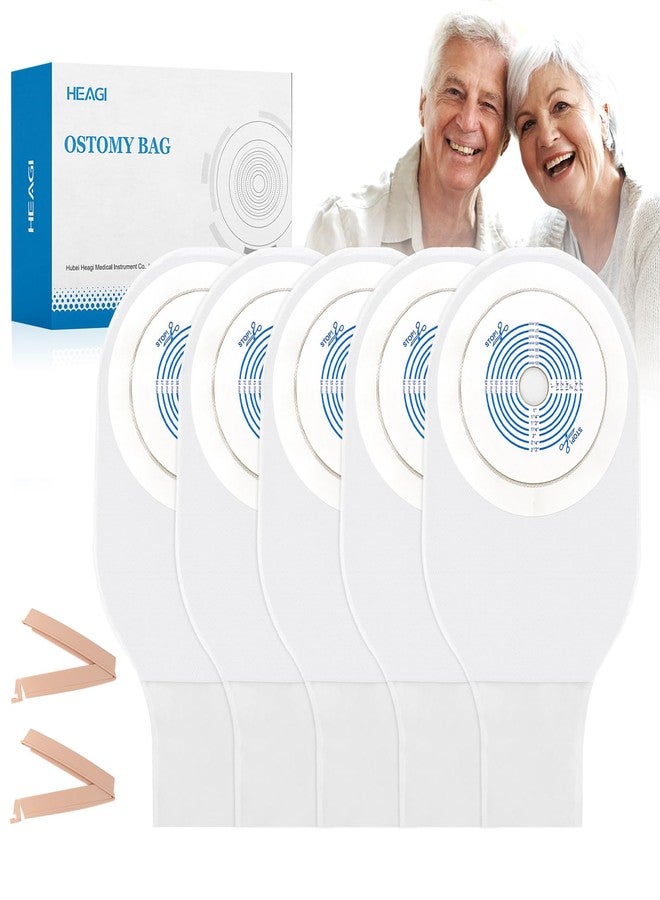 Heagimed Colostomy Bags 1-Piece Drainable System, 12" Length, Tape Collar with 1-Sided Comfort Panel, Tail Clip, Transparent, 3/4"-2-1/2" Stoma Opening, Pack of 10 - Image 1