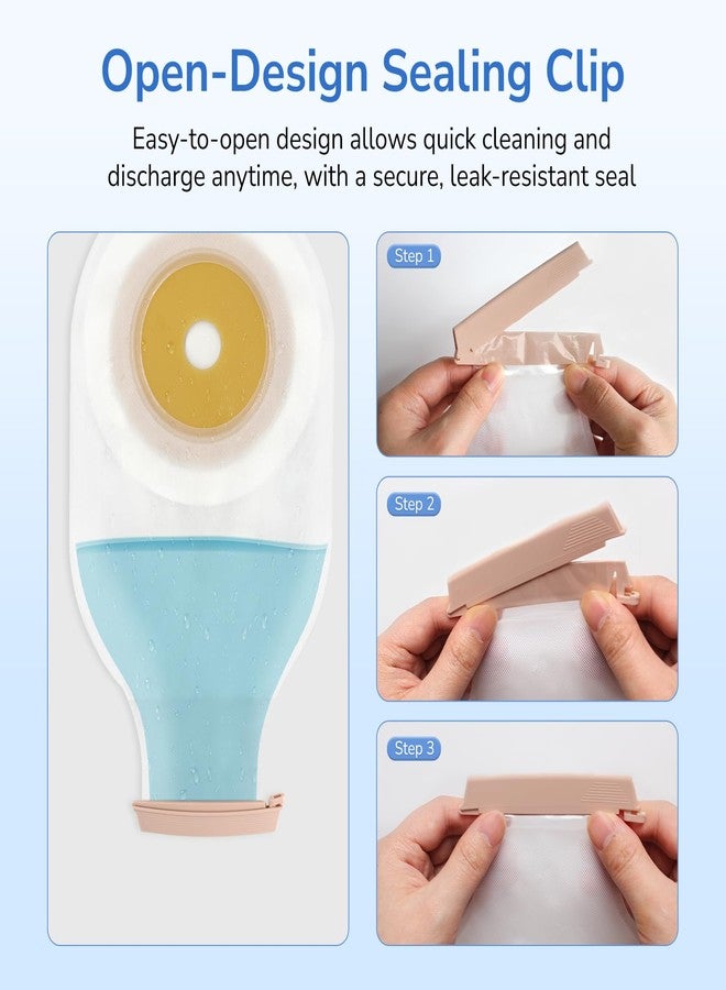 Heagimed Colostomy Bags 1-Piece Drainable System, 12" Length, Tape Collar with 1-Sided Comfort Panel, Tail Clip, Transparent, 3/4"-2-1/2" Stoma Opening, Pack of 10 - Image 5