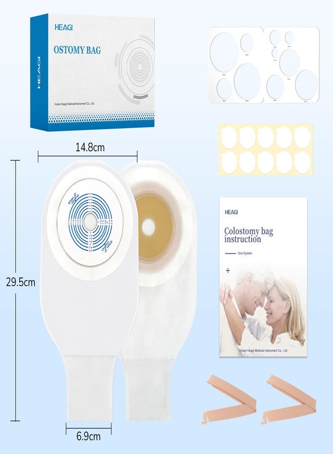 Heagimed Colostomy Bags 1-Piece Drainable System, 12" Length, Tape Collar with 1-Sided Comfort Panel, Tail Clip, Transparent, 3/4"-2-1/2" Stoma Opening, Pack of 10 - Image 4