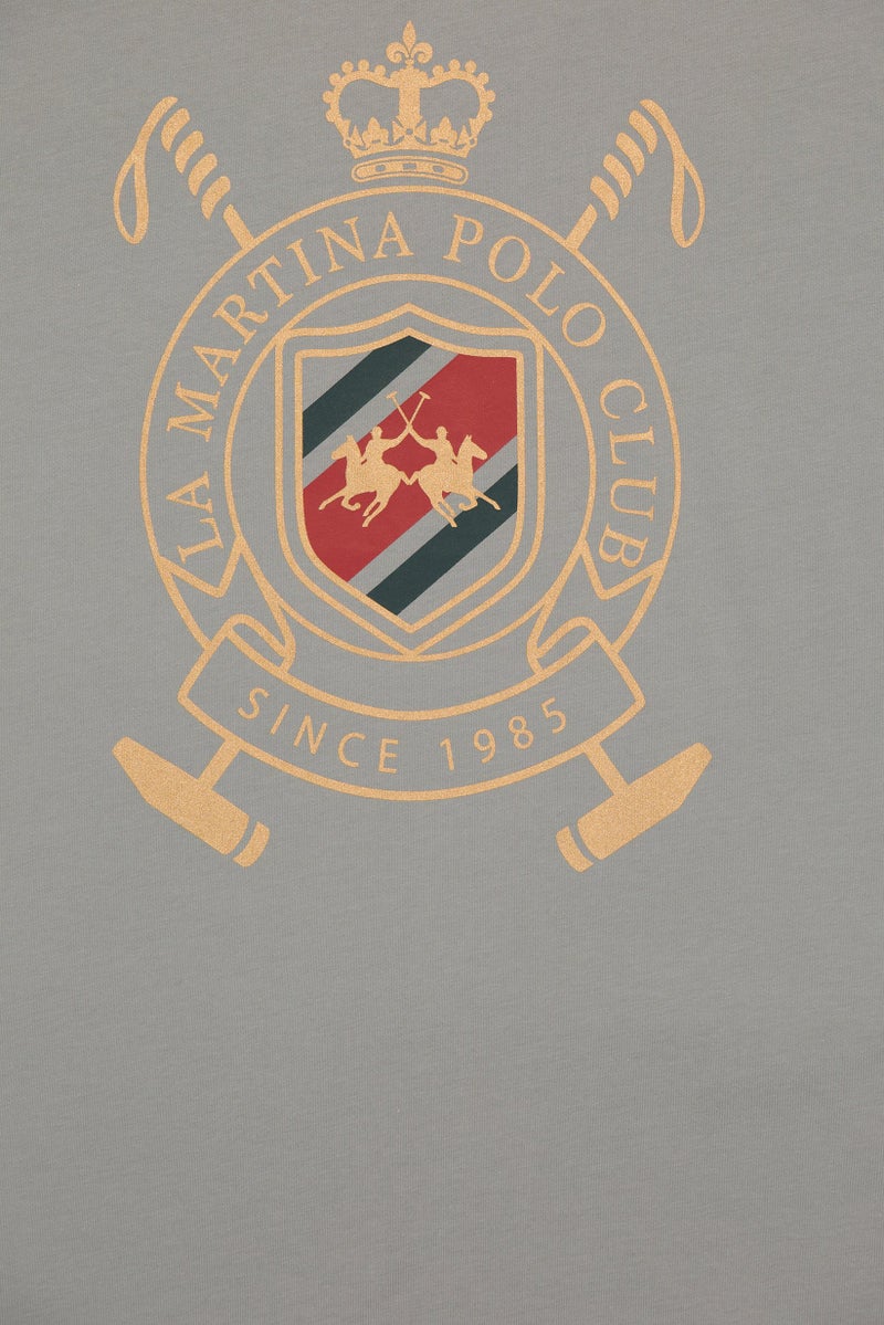 La Martina Men Crew Neck Short Sleeve Graphic Print T-Shirt, Grey - Image 3