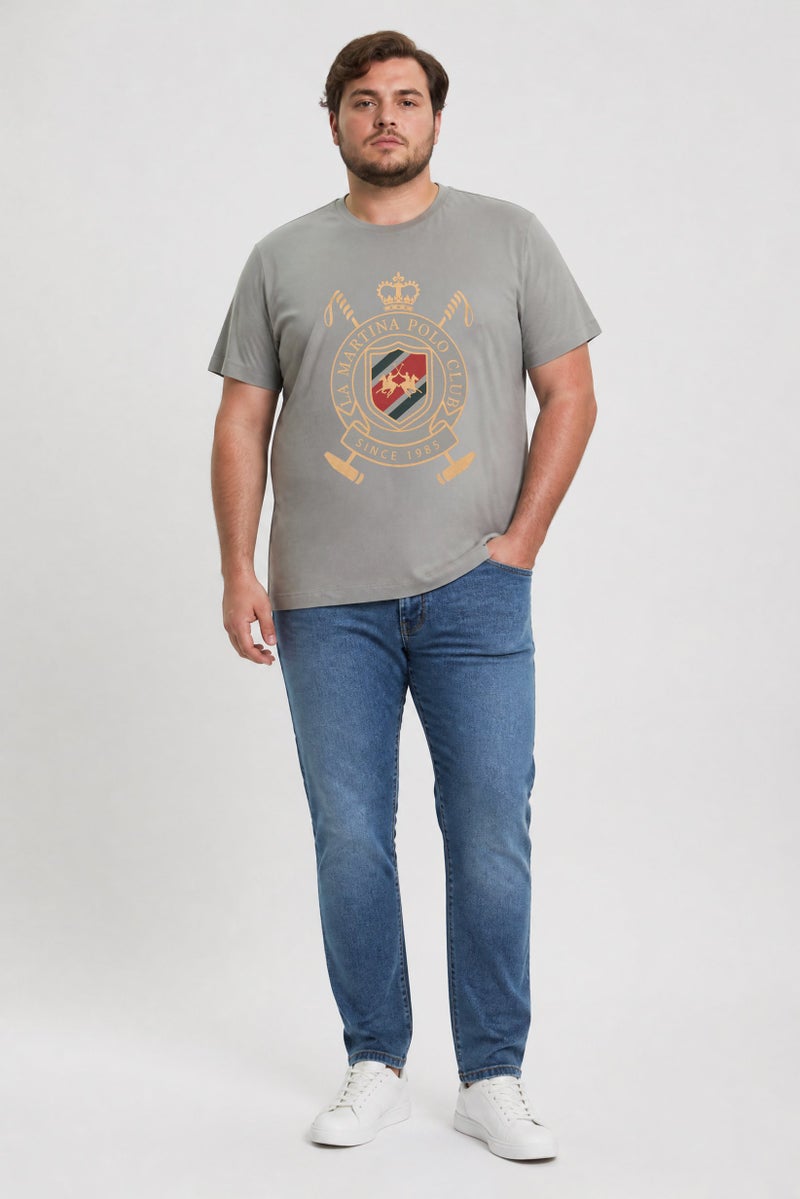 La Martina Men Crew Neck Short Sleeve Graphic Print T-Shirt, Grey - Image 5