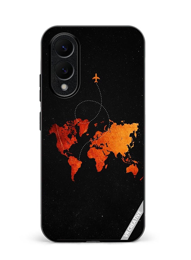 VR CREATIVE Protective Case Cover For Samsung Galaxy S25 Edge Travel Map Design Multicolour
