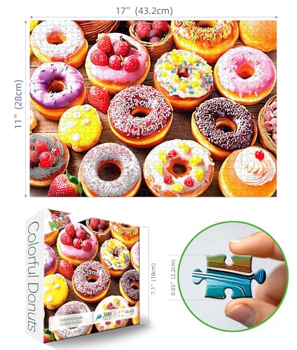 MINIWAN 300 Piece Jigsaw Puzzle for Adults Delightful Donuts Design Challenging Adult Puzzle for Family Game Nights Gifts Fun Finished Size 17 x 11 Inches - Image 5
