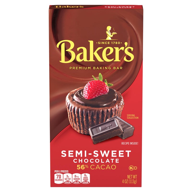 Bakers SemiSweet Chocolate Premium Baking Bar with 56 Cacao 4 oz Box - Image 3
