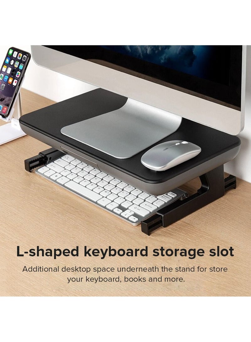 Ergonomic Desktop PC Monitor Stand Riser Laptop Standing Desk Holder with Phone Bracket & Drawer for Cables