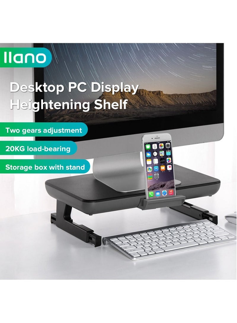 Ergonomic Desktop PC Monitor Stand Riser Laptop Standing Desk Holder with Phone Bracket & Drawer for Cables