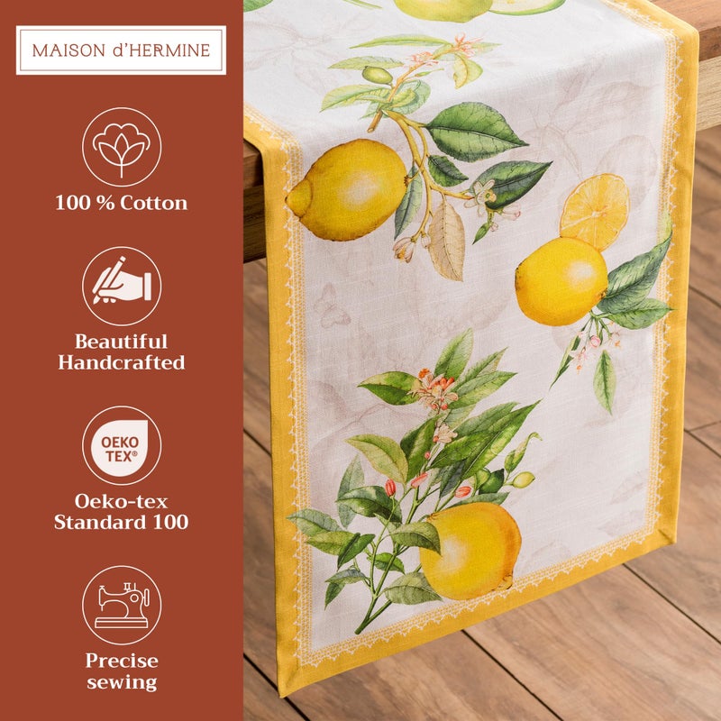 Maison d' Hermine Table Runner 100% Cotton Single Layer Table Runners 108 inches Long Decorative for Home Kitchen Dining Party Wedding Bridal Shower Spring Summer (Limoncello, 14.50" x 108") - Image 2