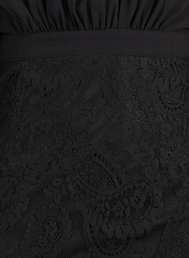 ستايلي فستان ميدي بتفاصيل دانتيل وأكمام واسعة - Image 3