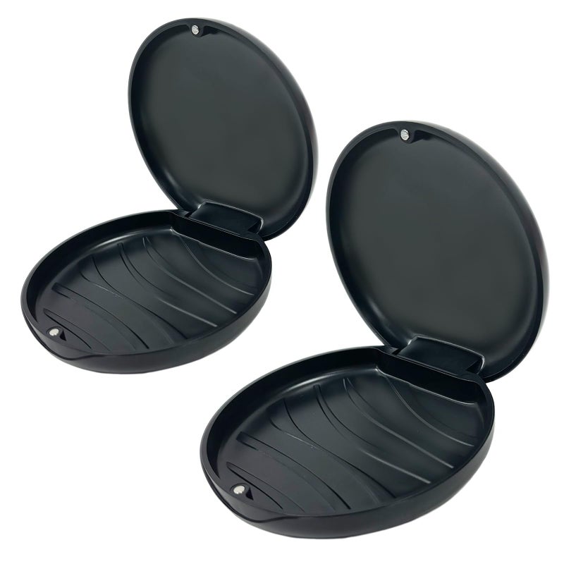 Maoerdental 2 Pack Orthodontic Retainer Case with Solid Color,Simple Aligner Case for Invisalign,Night Mouth Guard Case, Retainer Holder(Black) - Image 1