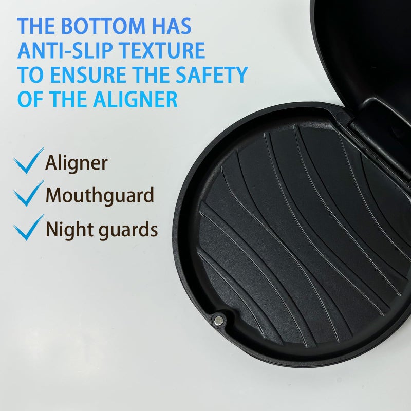 Maoerdental 2 Pack Orthodontic Retainer Case with Solid Color,Simple Aligner Case for Invisalign,Night Mouth Guard Case, Retainer Holder(Black) - Image 4
