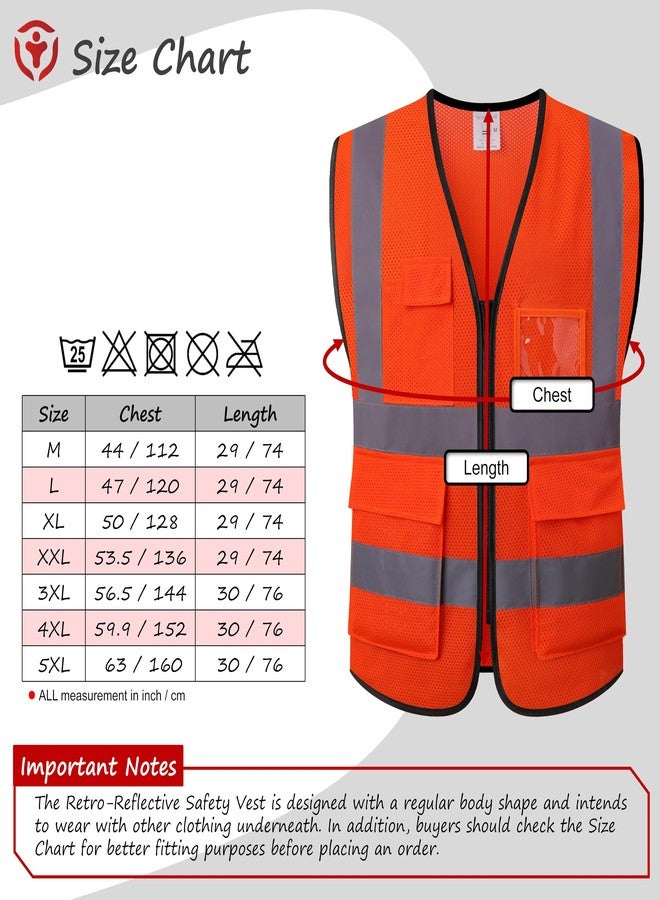 Asiphitu Reflective Safety Vest for Men Women High Visibility Construction Work Vest with Pockets and zipper front Hi Vis Security Vest with Reflective Strips Meets ANSI/ISEA Standard (AP1-Orange-2XL) - Image 3