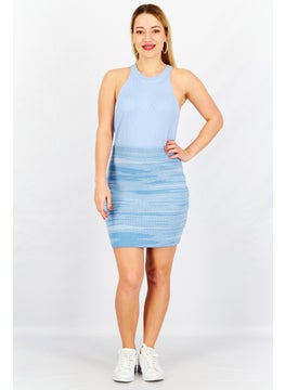 NA-KD Women Knitted Pull On Casual Pencil Skirts, Dusty Blue  - Image 3